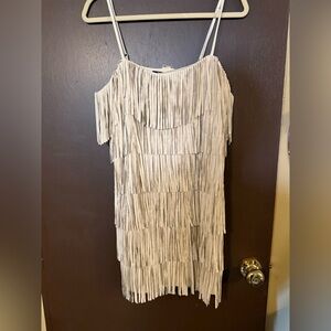 Trixxi Cream Fringe Mini Dress